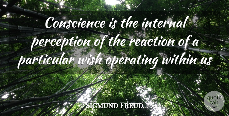 Sigmund Freud Quote About Conscience, Internal, Operating, Particular, Perception: Conscience Is The Internal Perception...