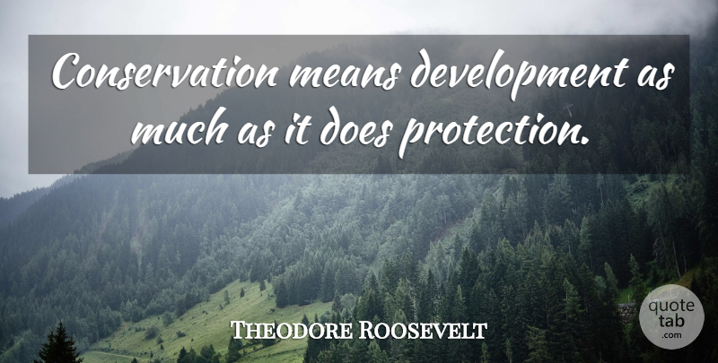 Theodore Roosevelt Quote About Mean, Presidential, Doe: Conservation Means Development As Much...