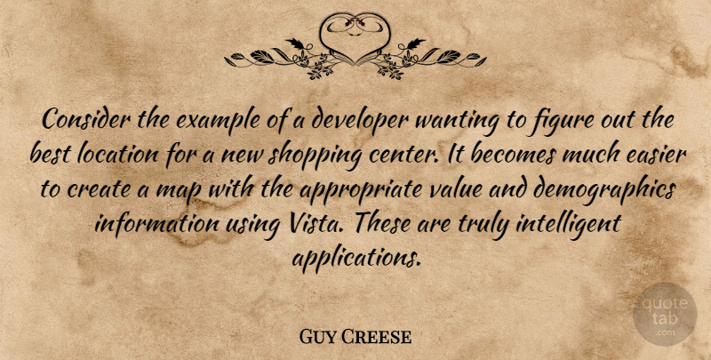 Guy Creese Quote About Becomes, Best, Consider, Create, Developer: Consider The Example Of A...