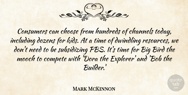 Mark McKinnon Quote About Channels, Choose, Compete, Consumers, Dozens: Consumers Can Choose From Hundreds...