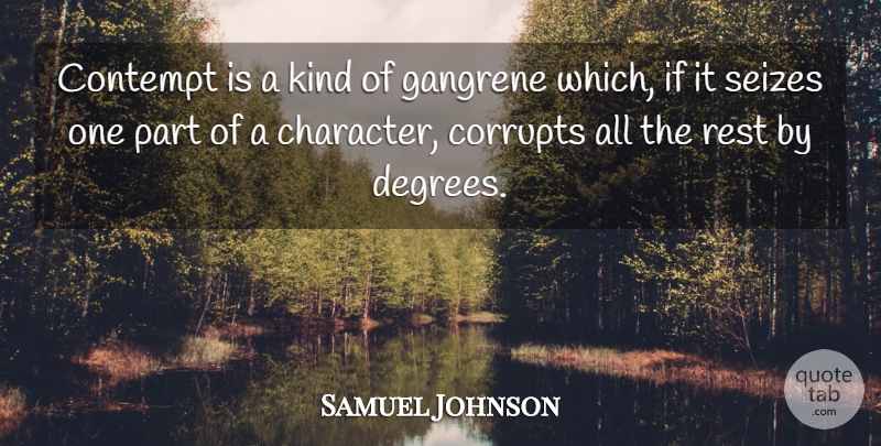 Samuel Johnson Quote About Character, Degrees, Kind: Contempt Is A Kind Of...