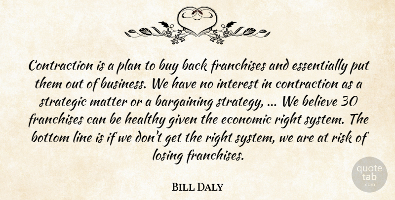 Bill Daly Quote About Bargaining, Believe, Bottom, Buy, Economic: Contraction Is A Plan To...
