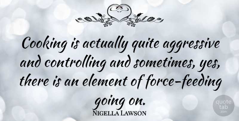 Nigella Lawson Quote About Cooking, Elements, Literature: Cooking Is Actually Quite Aggressive...