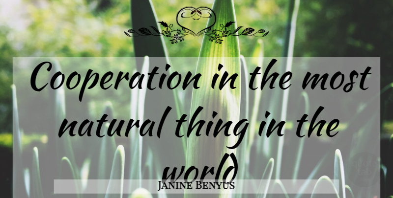 Janine Benyus Quote About World, Pitching, Cooperation: Cooperation In The Most Natural...