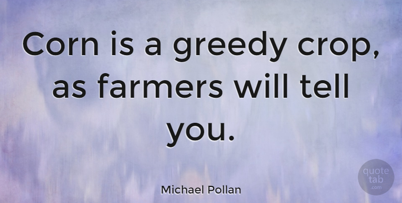 Michael Pollan Quote About Corn, Greedy, Crops: Corn Is A Greedy Crop...