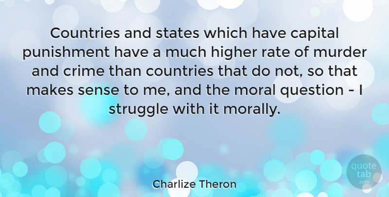 Charlize Theron Quote About Country, Struggle, Punishment: Countries And States Which Have...