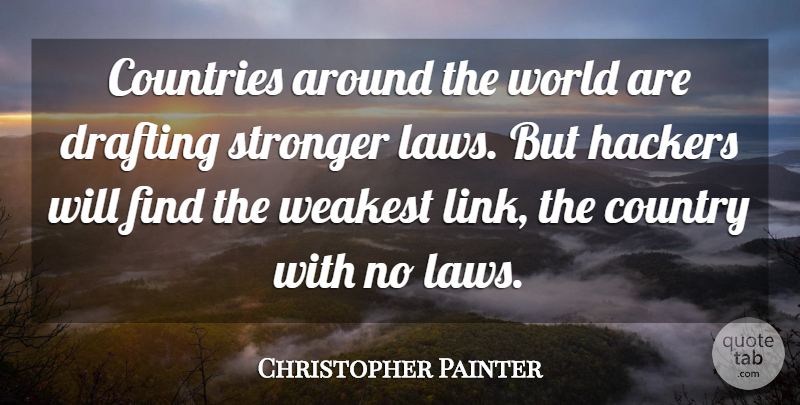 Christopher Painter Quote About Countries, Country, Drafting, Hackers, Stronger: Countries Around The World Are...