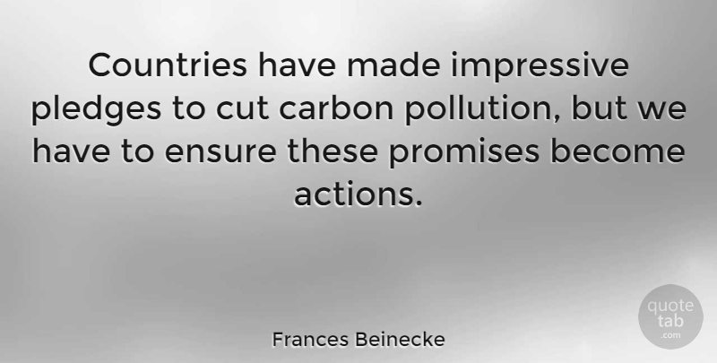 Frances Beinecke Quote About Carbon, Countries, Cut, Ensure, Impressive: Countries Have Made Impressive Pledges...