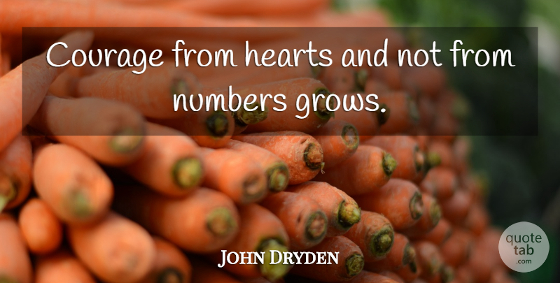 John Dryden Quote About Heart, Numbers, Grows: Courage From Hearts And Not...