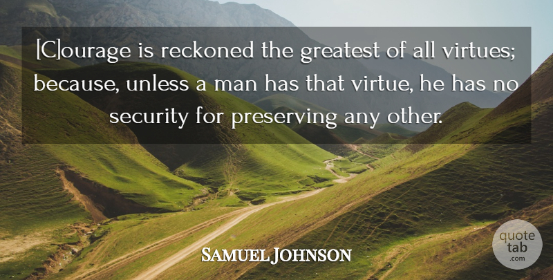 Samuel Johnson Quote About Meaningful, Courage, Men: Courage Is Reckoned The Greatest...
