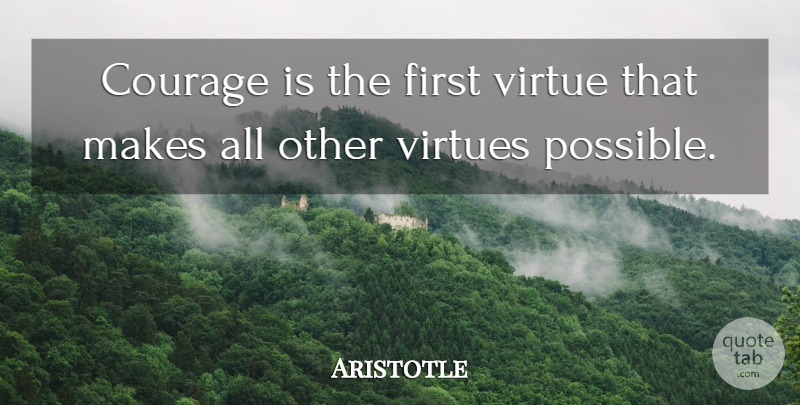 Aristotle Quote About Firsts, Virtue: Courage Is The First Virtue...