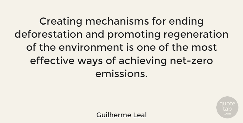 Guilherme Leal Quote About Effective, Environment, Mechanisms, Promoting, Ways: Creating Mechanisms For Ending Deforestation...