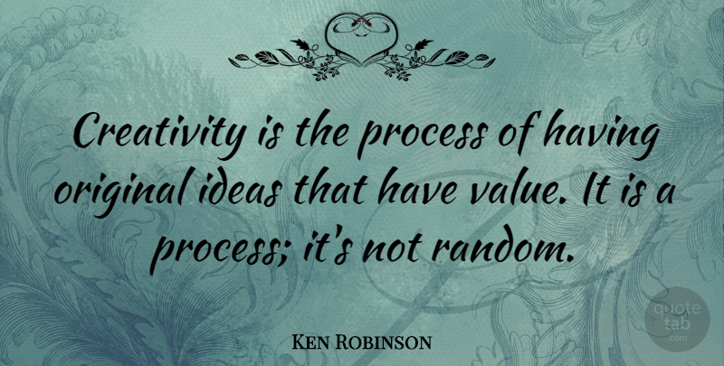 Ken Robinson Quote About Original, Process: Creativity Is The Process Of...