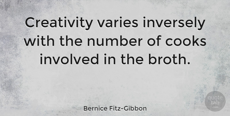 Bernice Fitz-Gibbon Quote About Creativity, Numbers, Cooks: Creativity Varies Inversely With The...