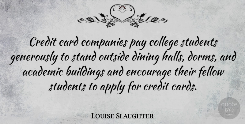 Louise Slaughter Quote About College, Cards, Credit: Credit Card Companies Pay College...