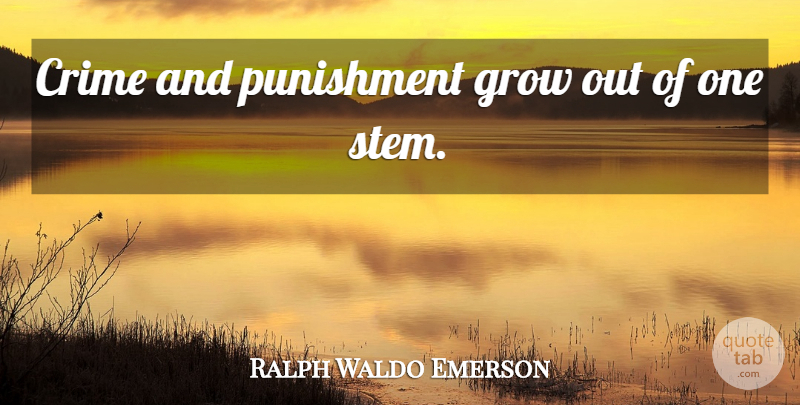 Ralph Waldo Emerson Quote About Wisdom, Punishment, Intelligence: Crime And Punishment Grow Out...