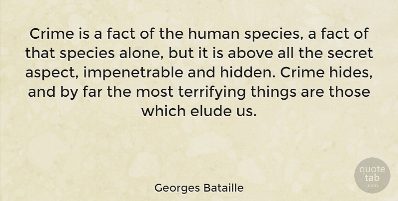 Georges Bataille Quote About Elude Us, Secret, Facts: Crime Is A Fact Of...