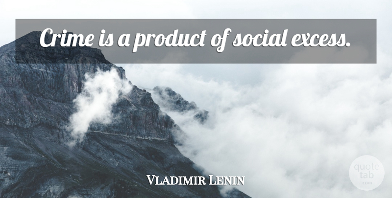 Vladimir Lenin Quote About Excess, Crime, Social: Crime Is A Product Of...