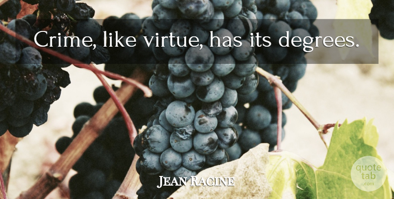 Jean Racine Quote About Degrees, Virtue, Crime: Crime Like Virtue Has Its...