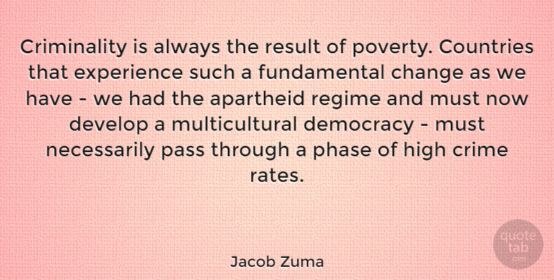 Jacob Zuma Quote About Country, Democracy, Fundamentals: Criminality Is Always The Result...