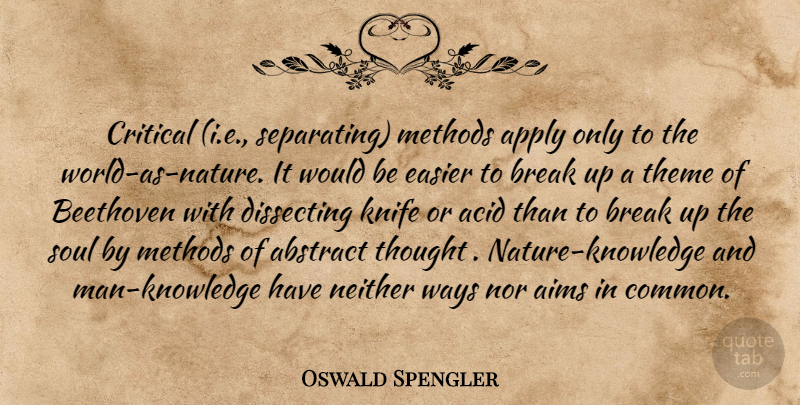 Oswald Spengler Quote About Men, Knives, Soul: Critical Ie Separating Methods Apply...