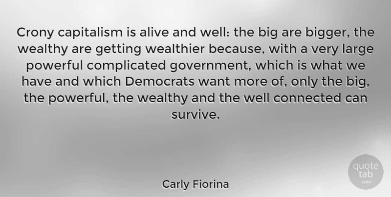 Carly Fiorina Quote About Alive, Connected, Democrats, Government, Large: Crony Capitalism Is Alive And...