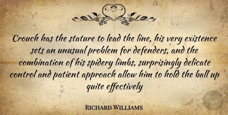 Richard Williams Quote About Allow, Approach, Ball, Control, Delicate: Crouch Has The Stature To...