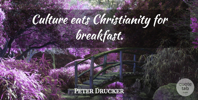 Peter Drucker Quote About Culture, Breakfast, Christianity: Culture Eats Christianity For Breakfast...