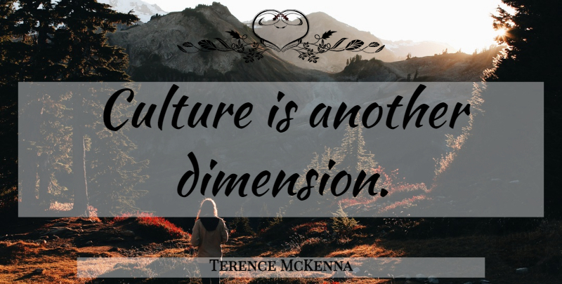 Terence McKenna Quote About Culture, Dimensions: Culture Is Another Dimension...