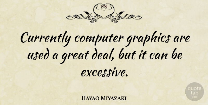Hayao Miyazaki Quote About Computer, Computer Graphics, Used: Currently Computer Graphics Are Used...