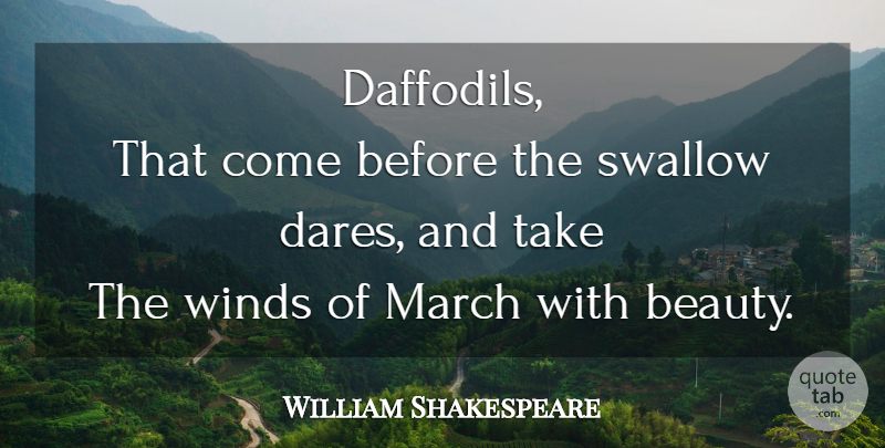 William Shakespeare Quote About Spring, Wind, March: Daffodils That Come Before The...