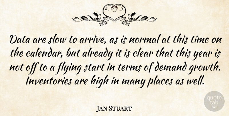 Jan Stuart Quote About Clear, Data, Demand, Flying, High: Data Are Slow To Arrive...