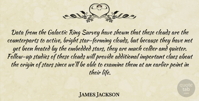 James Jackson Quote About Additional, Bright, Clouds, Clues, Colder: Data From The Galactic Ring...
