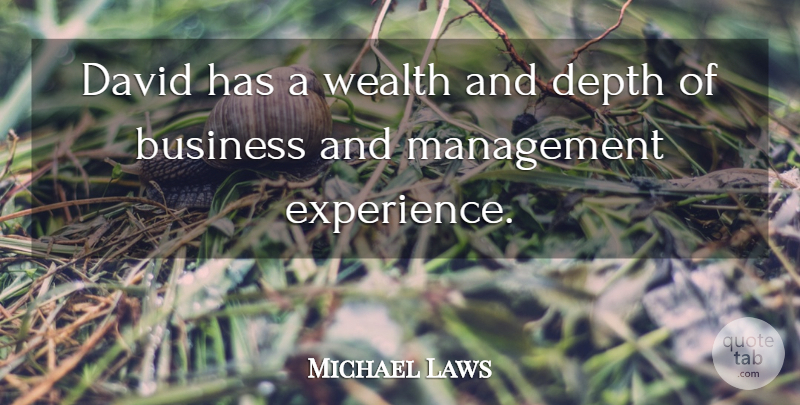 Michael Laws Quote About Business, David, Depth, Management, Wealth: David Has A Wealth And...