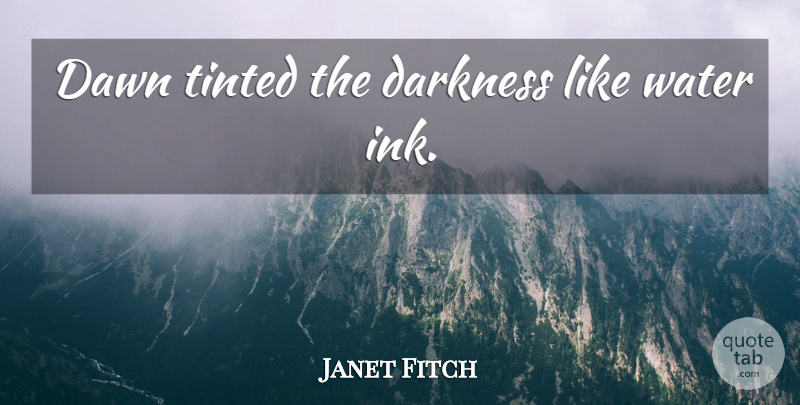 Janet Fitch Quote About Water, Darkness, Dawn: Dawn Tinted The Darkness Like...