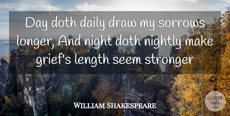 William Shakespeare Quote About Daily, Doth, Draw, Length, Night: Day Doth Daily Draw My...