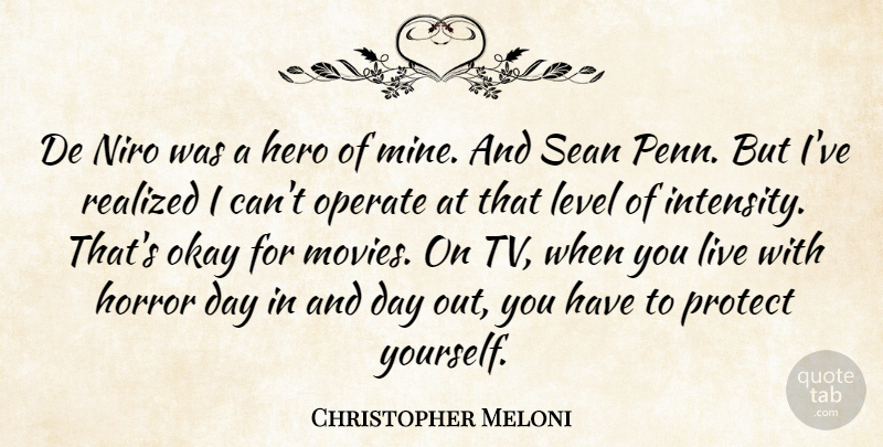 Christopher Meloni Quote About Hero, Levels, Tvs: De Niro Was A Hero...