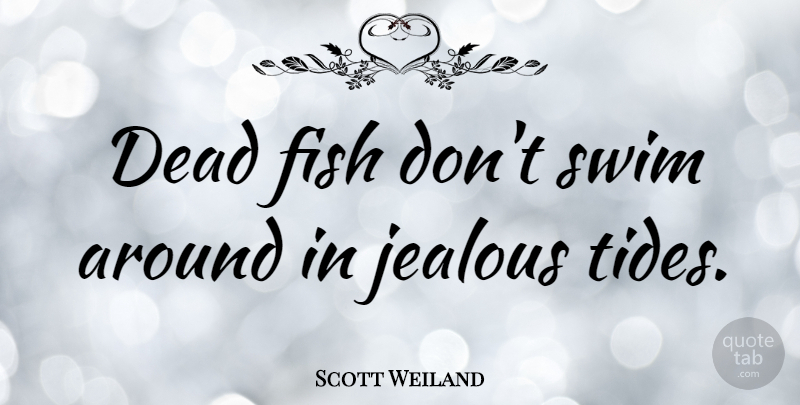 Scott Weiland Quote About Jealous, Swim, Tides: Dead Fish Dont Swim Around...