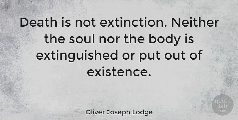Oliver Joseph Lodge Quote About Death, Neither, Nor: Death Is Not Extinction Neither...