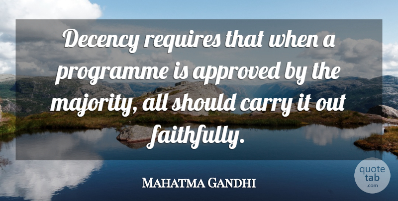 Mahatma Gandhi Quote About Faith, Majority, Should: Decency Requires That When A...