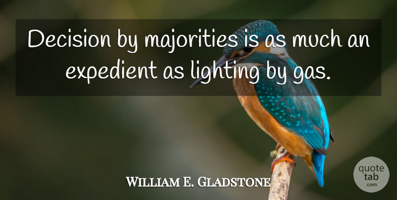 William E. Gladstone Quote About Decision, Majority, Gas: Decision By Majorities Is As...