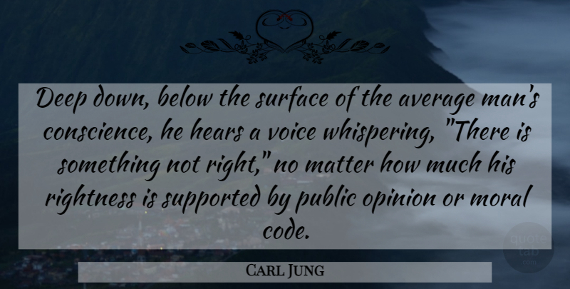 Carl Jung Quote About Men, Average, Voice: Deep Down Below The Surface...