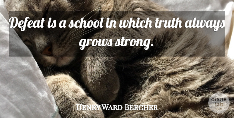 Henry Ward Beecher Quote About Strong, School, Defeat: Defeat Is A School In...