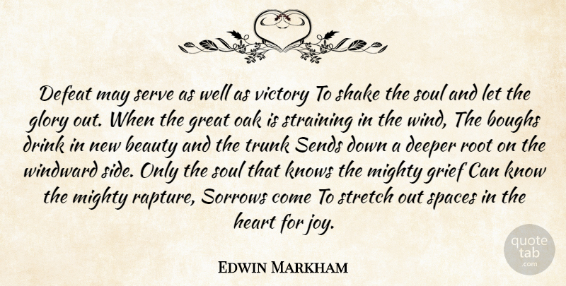Edwin Markham Quote About Grief, Heart, Wind: Defeat May Serve As Well...