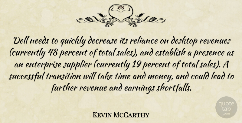 Kevin McCarthy Quote About Decrease, Desktop, Earnings, Enterprise, Establish: Dell Needs To Quickly Decrease...