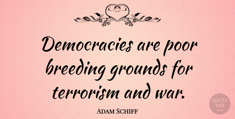 Adam Schiff Quote About Breeding: Democracies Are Poor Breeding Grounds...