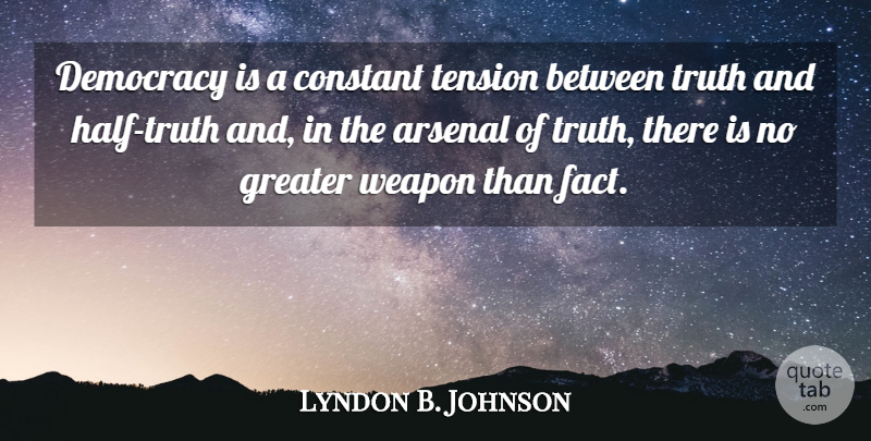 Lyndon B. Johnson Quote About Truth, Honesty, Government: Democracy Is A Constant Tension...