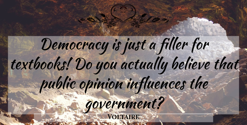 Voltaire Quote About Believe, Government, Democracy: Democracy Is Just A Filler...