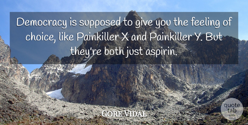 Gore Vidal Quote About Pain, Giving, Choices: Democracy Is Supposed To Give...