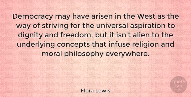 Flora Lewis Quote About Philosophy, Democracy, May: Democracy May Have Arisen In...